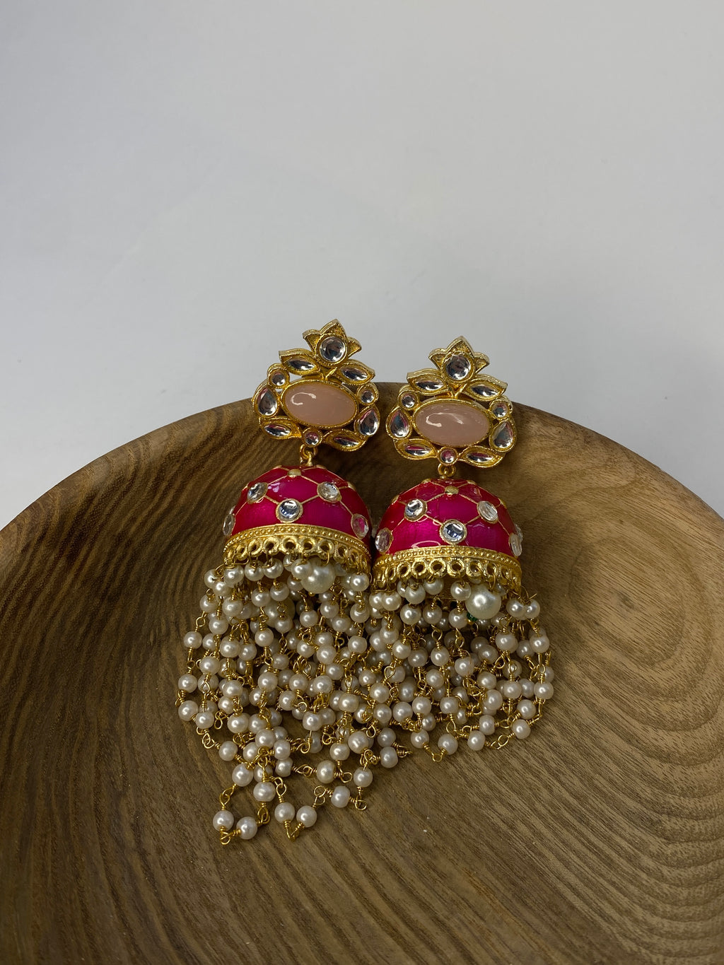 Gulabi Kundan Jhumky