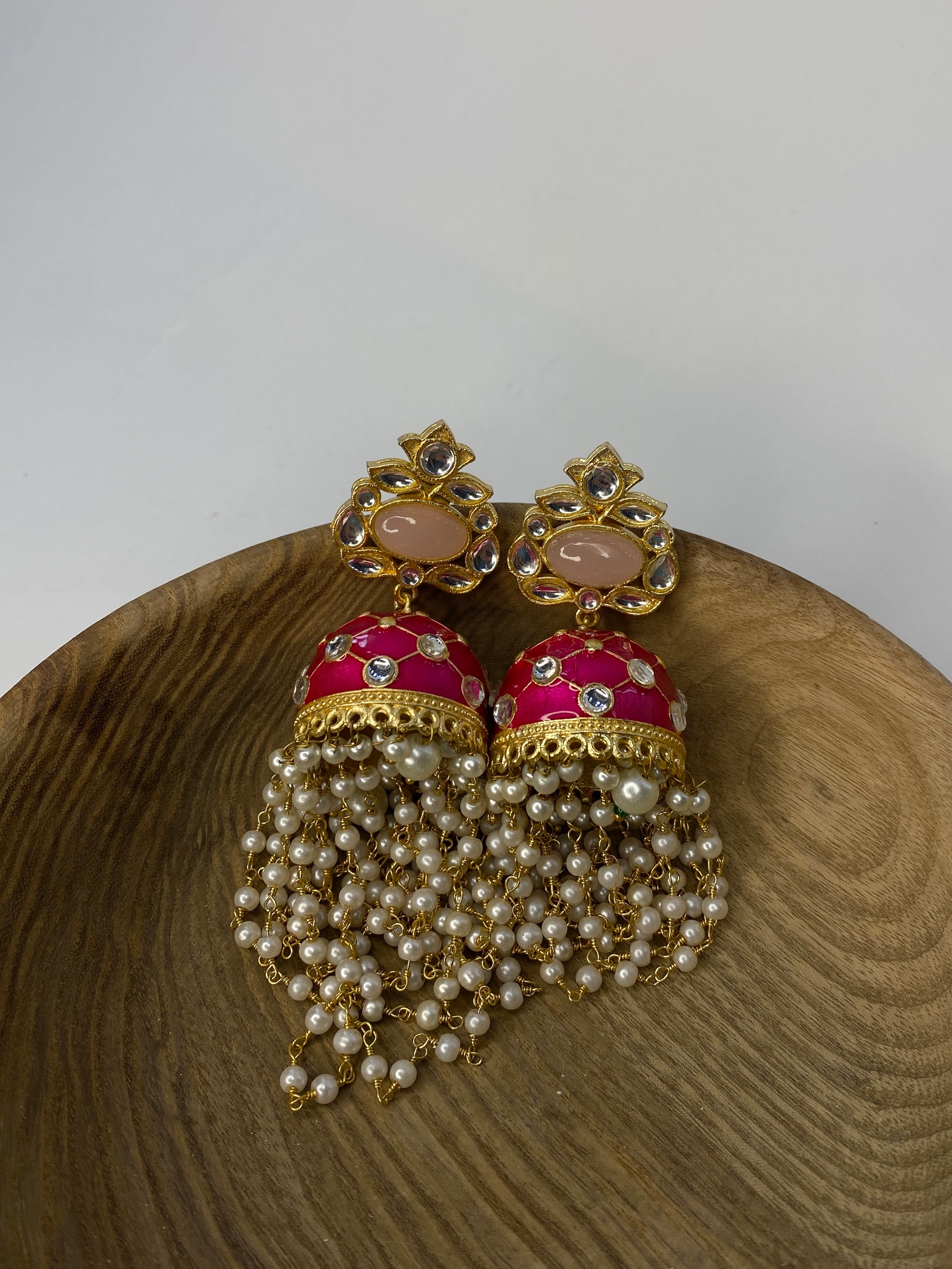 Gulabi Kundan Jhumky