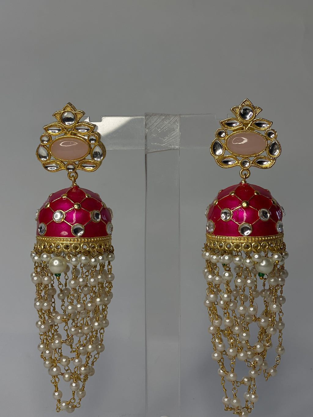 Gulabi Kundan Jhumky