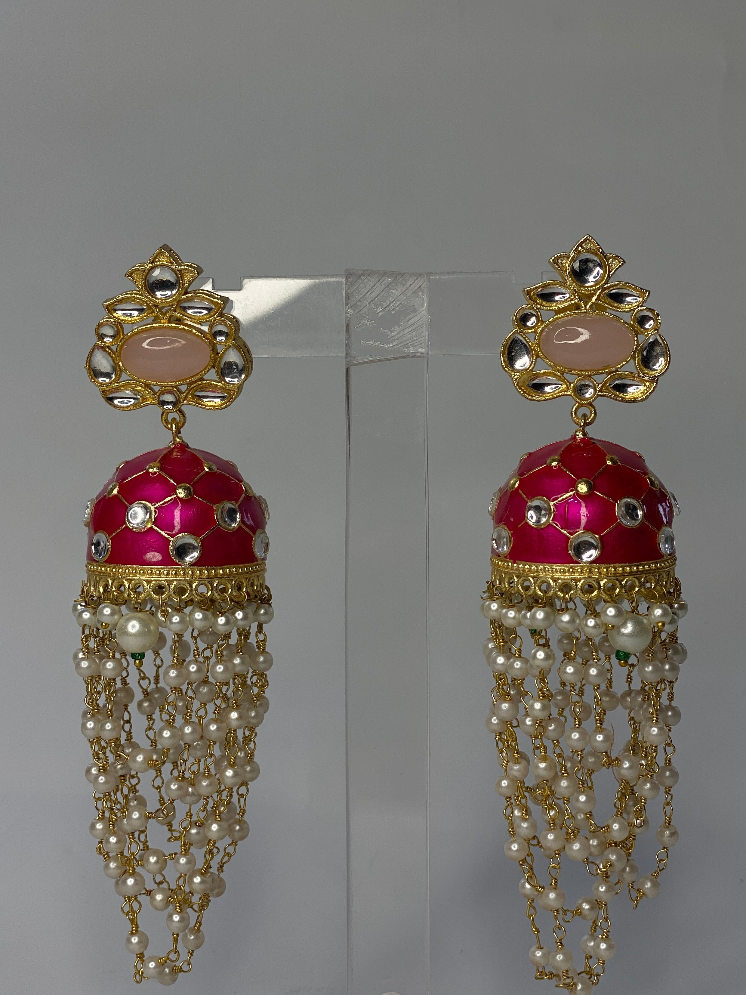 Gulabi Kundan Jhumky