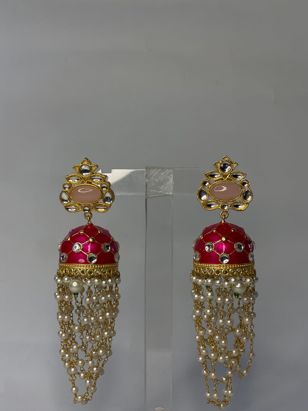 Gulabi Kundan Jhumky