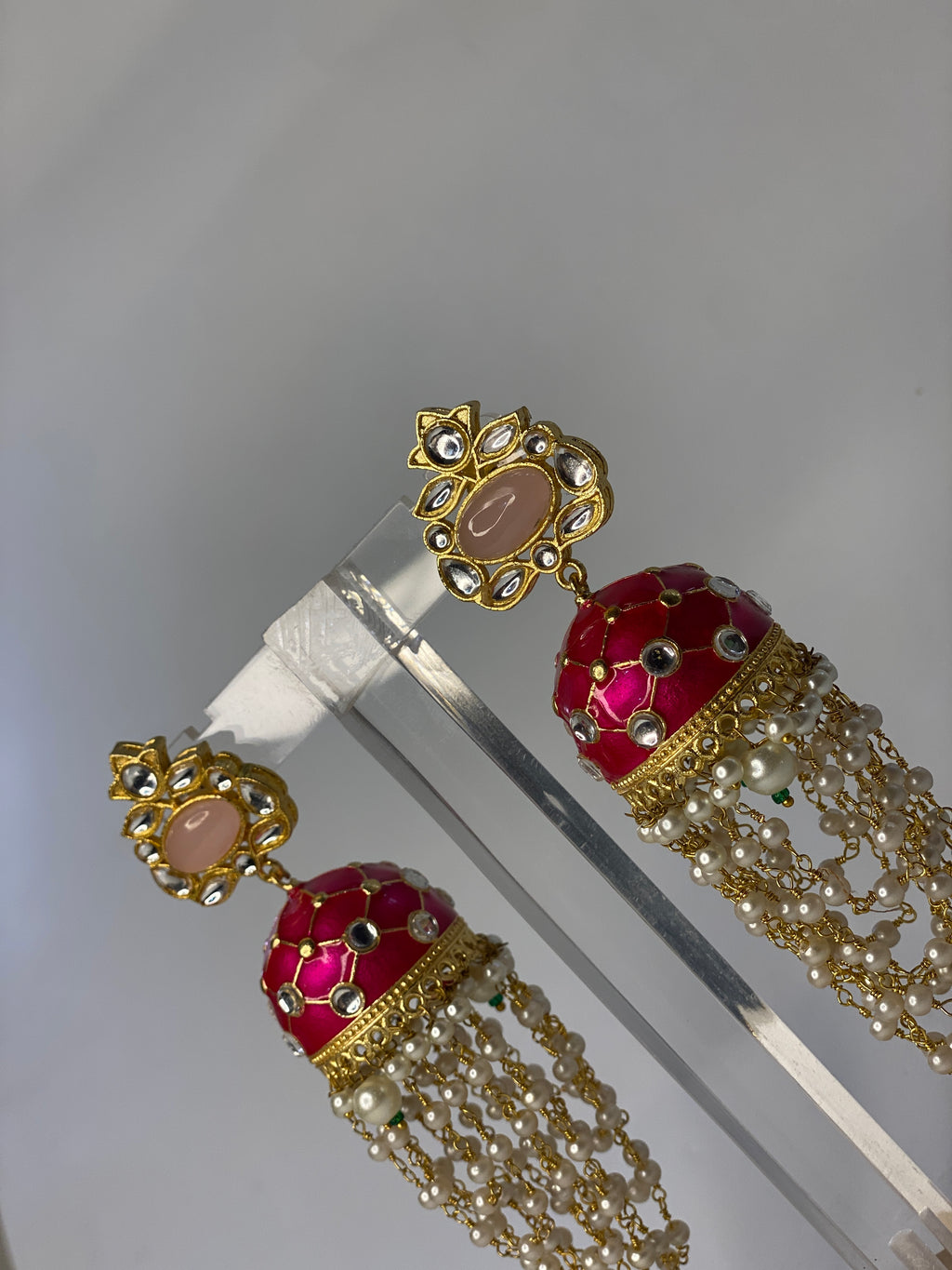 Gulabi Kundan Jhumky