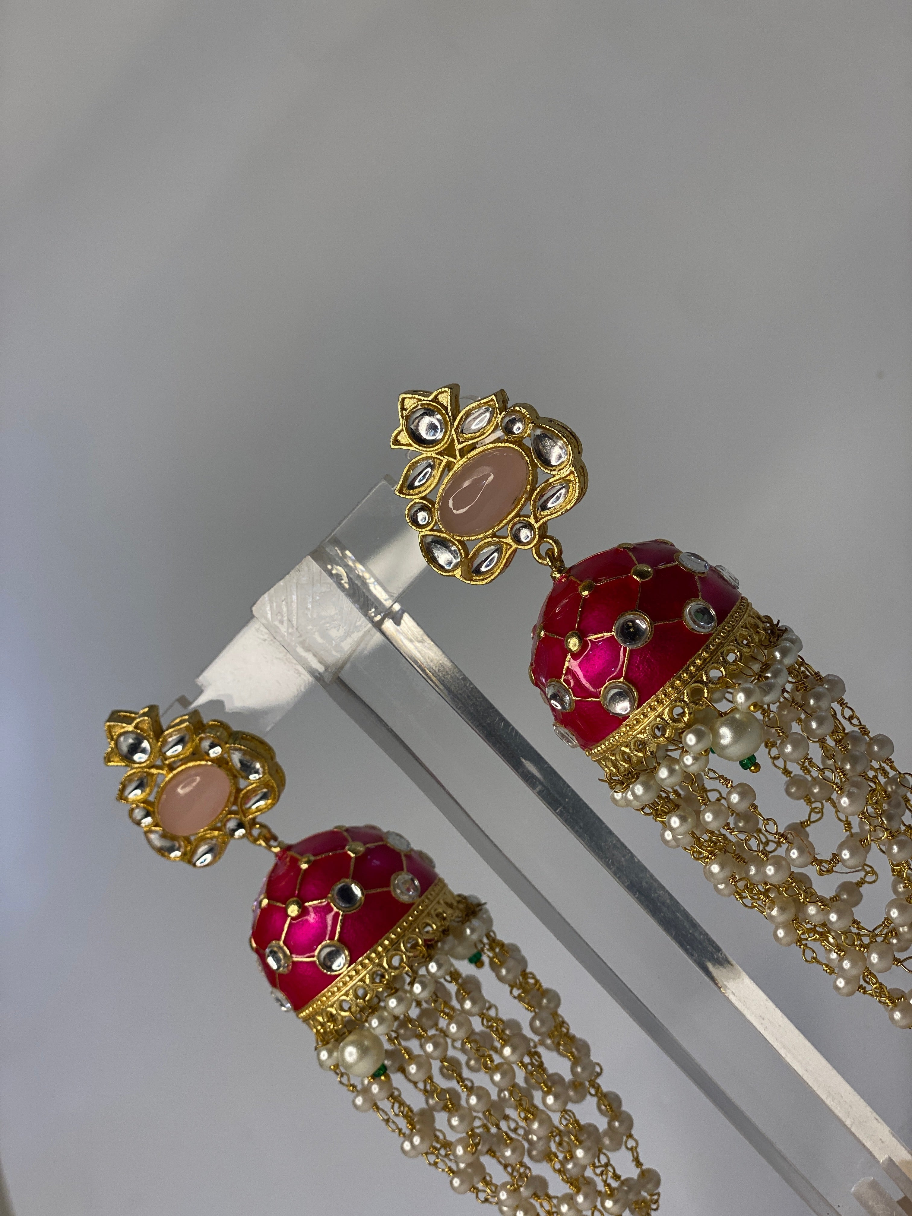 Gulabi Kundan Jhumky