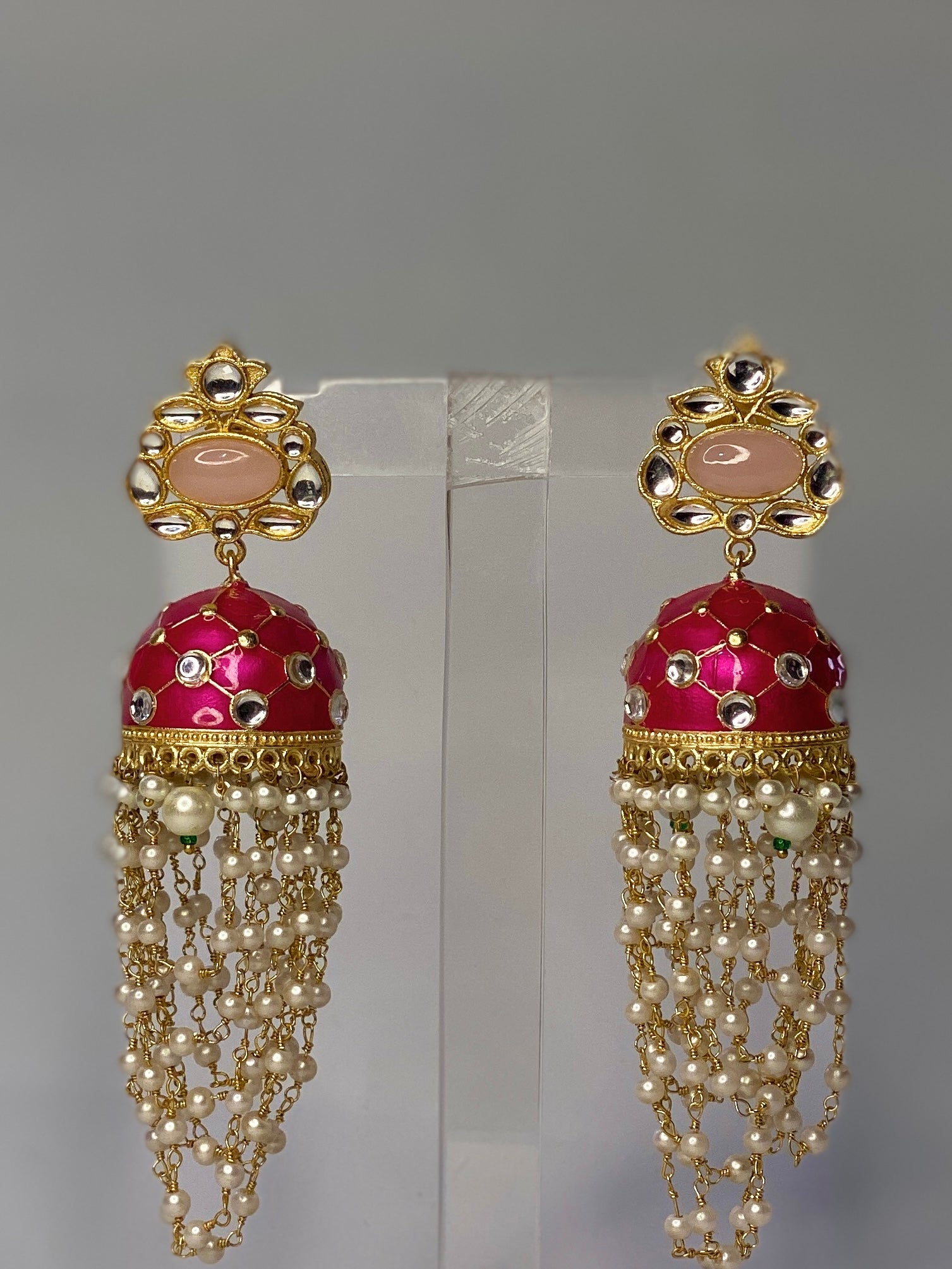 Gulabi Kundan Jhumky